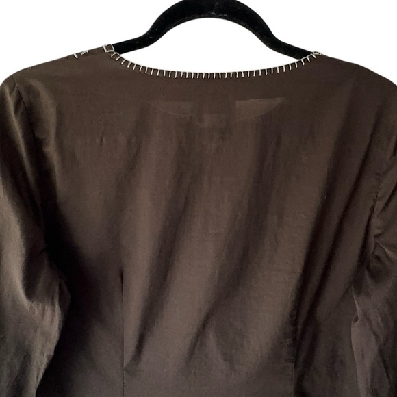 LOFT | NWOT LONG SLEEVE LACE UP EMBROIDERED COTTON TOP RUFFLE | MEDIUM PETITE - Picture 7 of 8